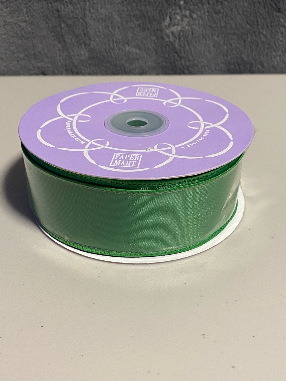 NWT 1.5" x 25 Yard Emerald Green Wire Edged Satin Ribbon Spool
